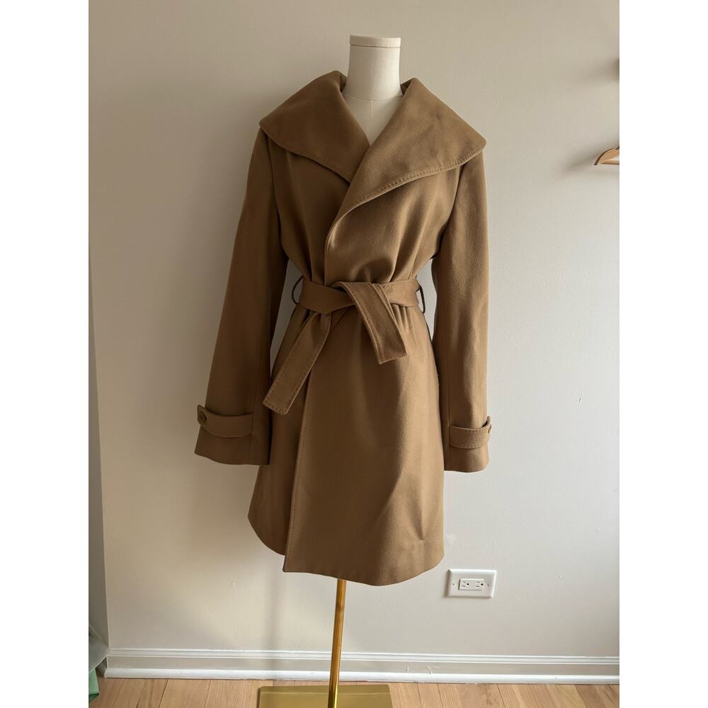 Black Saks Fifth Avenue 100% Camel Wool Coat Size 14